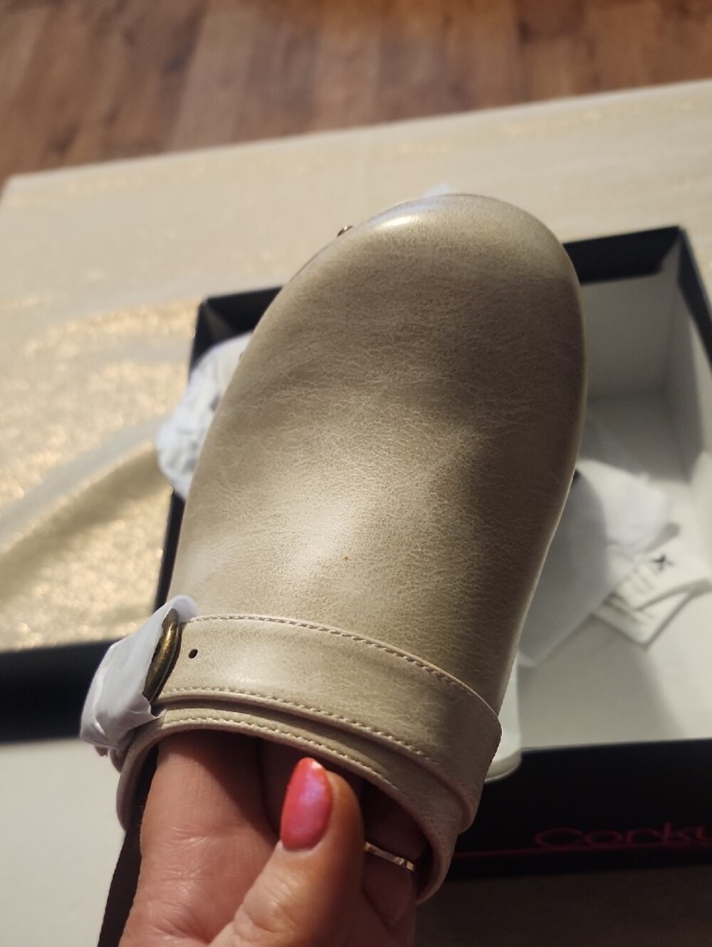 Corkys Ivory Cork Wedge Studded Mule - Picture 2 of 5